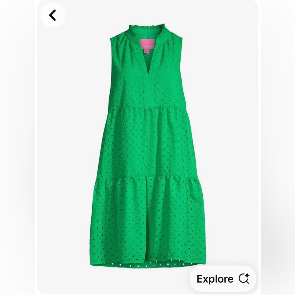 Lilly Pulitzer Novella Green Eyelet Dress XL
